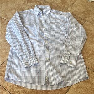 Stafford Men's Light Blue and White Plaid Shirt X-Tall